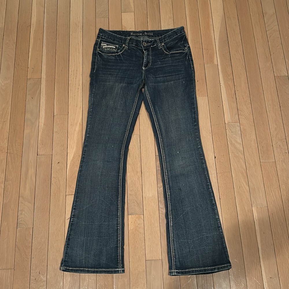 Rhythm In Blues Women’s 2000s Style Denim Boot Cut Mid-Rise Jeans Sz 6 - Picture 11 of 15